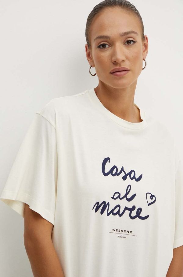 Weekend Max Mara Bombažna kratka majica Weekend Max Mara ženska, bež barva, 2425946041600