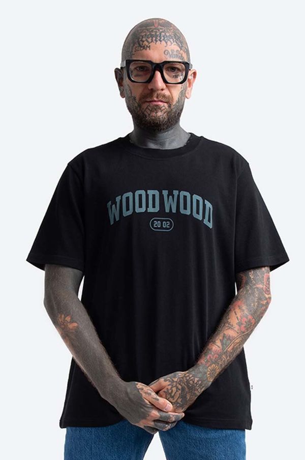 Wood Wood Bombažna kratka majica Wood Wood Bobby IVY T-shirt črna barva