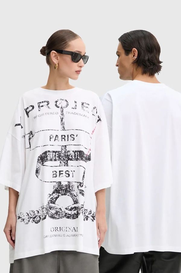 Y/Project Bombažna kratka majica Y/Project EVERGREEN PARIS' BEST PINCHED T-SHIRT bela barva, 204TS002