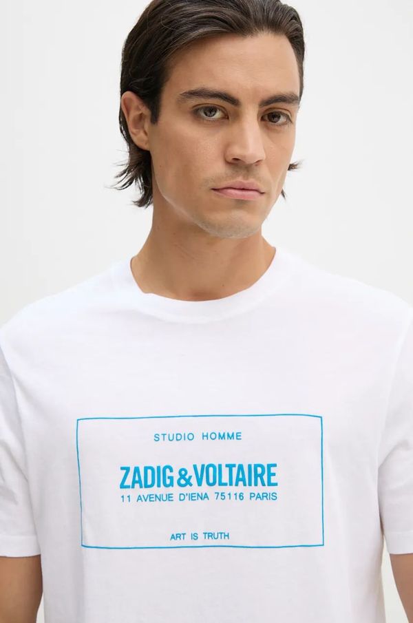 Zadig&Voltaire Bombažna kratka majica ZADIG&VOLTAIRE moška, bela barva, JMTS00664