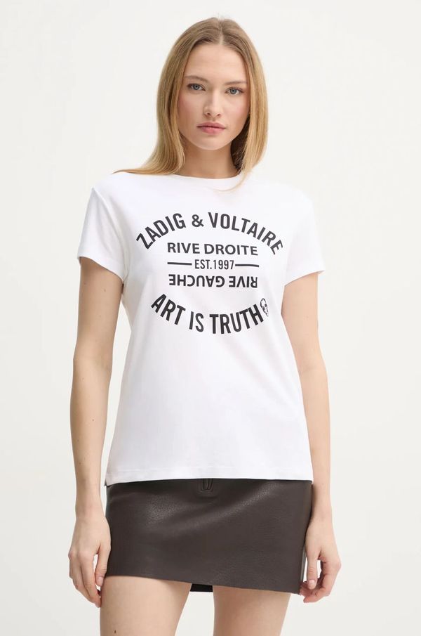 Zadig&Voltaire Bombažna kratka majica ZADIG&VOLTAIRE ženska, bela barva, JWTS02769