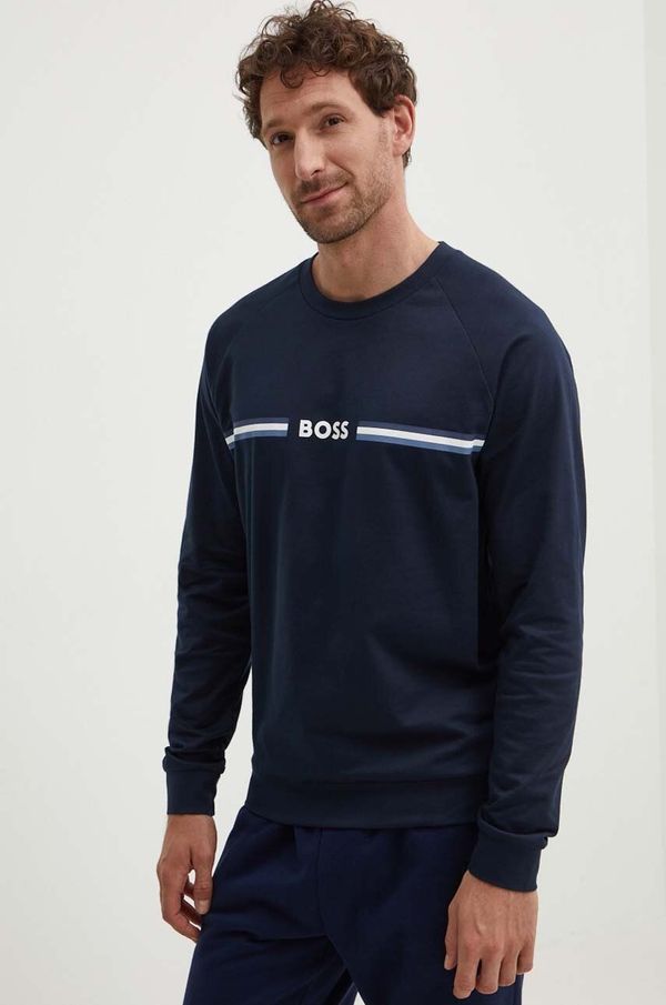 Boss Bombažna majica BOSS mornarsko modra barva, 50521749