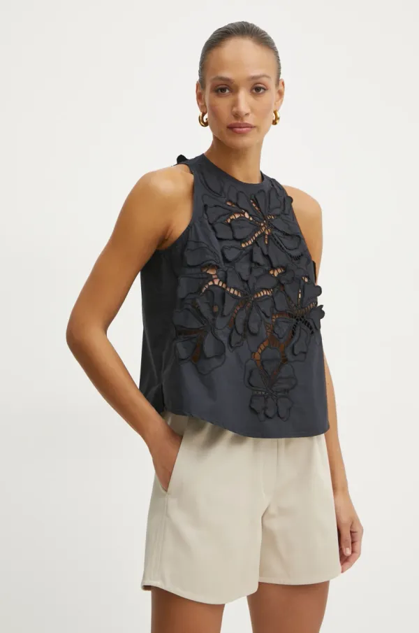 Forte Forte Bombažna majica Forte Forte ženska, črna barva, 13606.my top