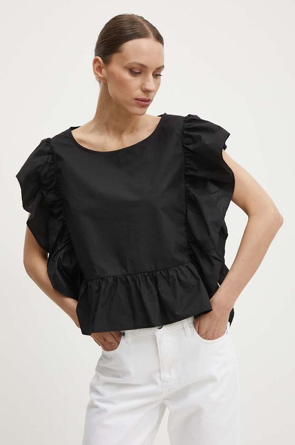 Sisley Bombažna majica Sisley ženska, črna barva