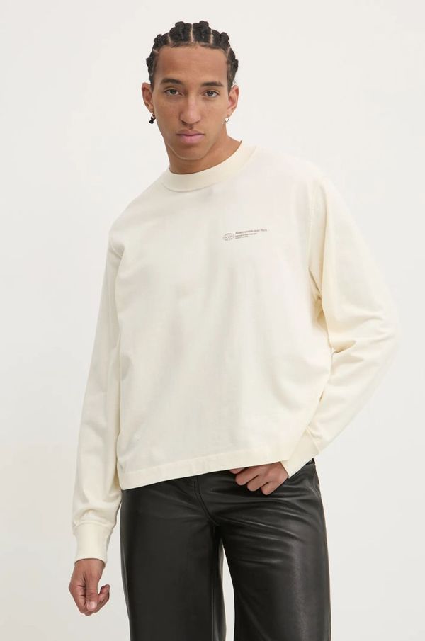 Abercrombie & Fitch Bombažna majica z dolgimi rokavi Abercrombie & Fitch bež barva, KI123-4080