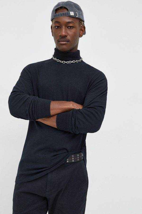 Abercrombie & Fitch Bombažna majica z dolgimi rokavi Abercrombie & Fitch črna barva