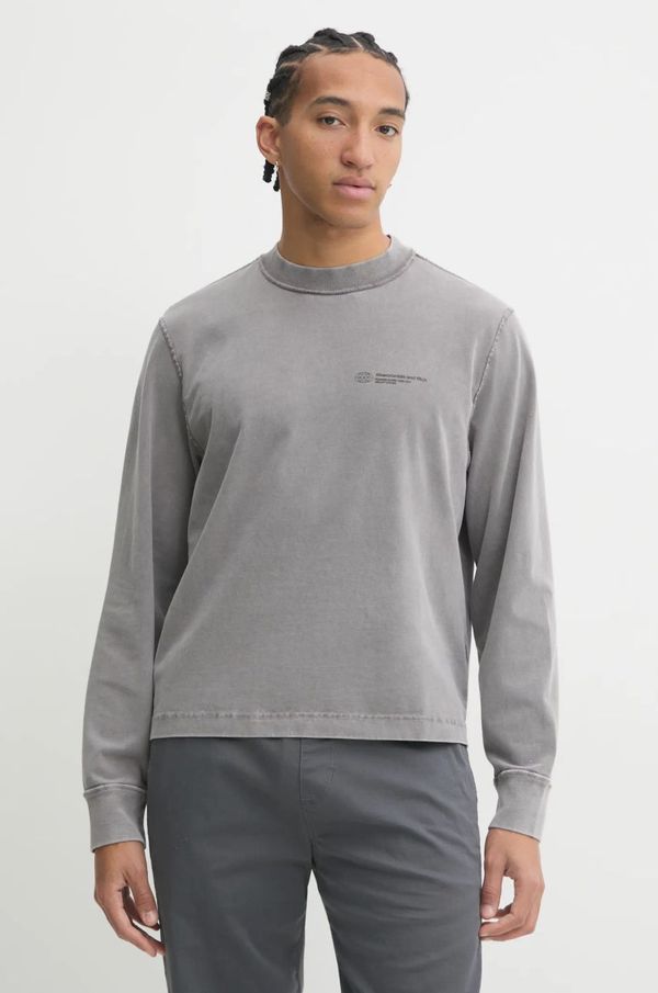 Abercrombie & Fitch Bombažna majica z dolgimi rokavi Abercrombie & Fitch siva barva, KI123-4080