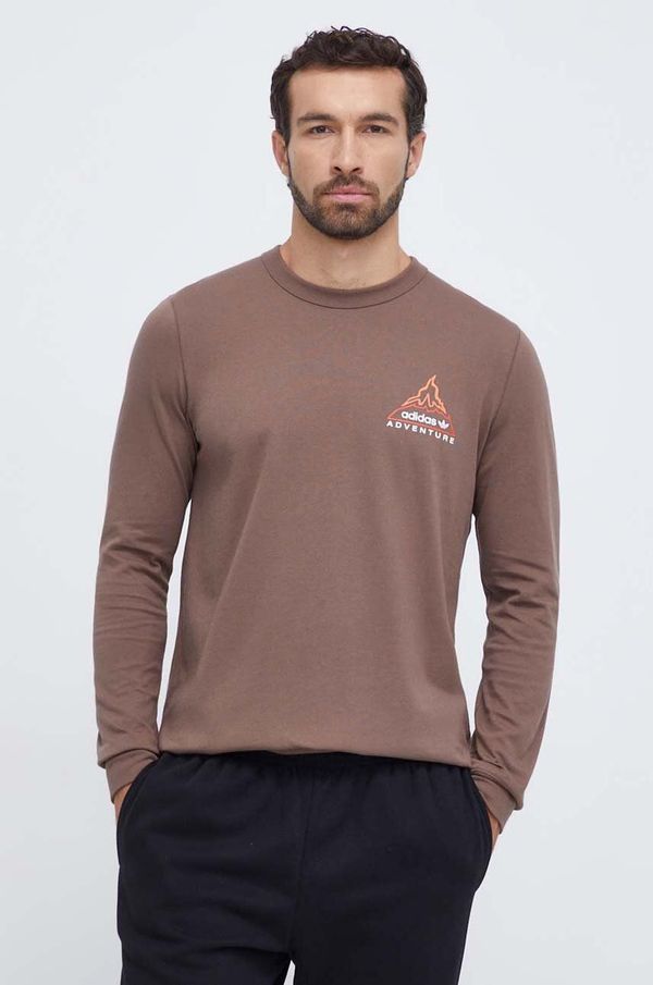 adidas Originals Bombažna majica z dolgimi rokavi adidas Originals rjava barva