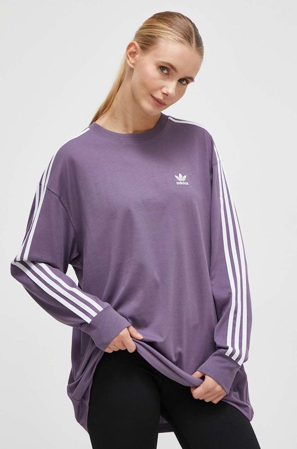 adidas Originals Bombažna majica z dolgimi rokavi adidas Originals vijolična barva