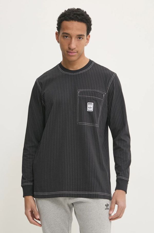 adidas Originals Bombažna majica z dolgimi rokavi adidas Originals Wabash črna barva, JP4479