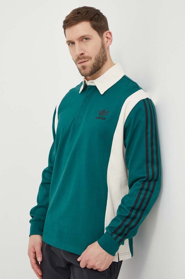 adidas Originals Bombažna majica z dolgimi rokavi adidas Originals zelena barva