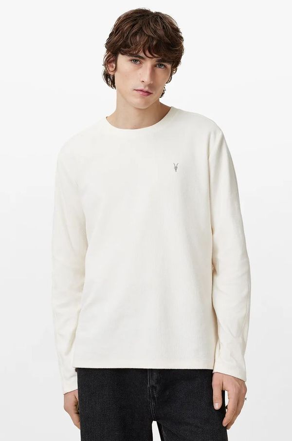 AllSaints Bombažna majica z dolgimi rokavi AllSaints ROWE bela barva, M027JB