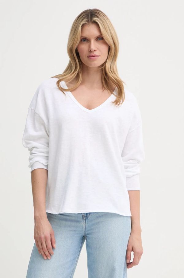 American Vintage Bombažna majica z dolgimi rokavi American Vintage bela barva, SON02GGE25