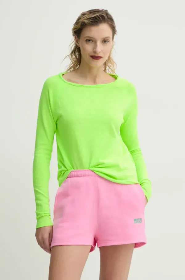 American Vintage Bombažna majica z dolgimi rokavi American Vintage zelena barva, SON31GE25