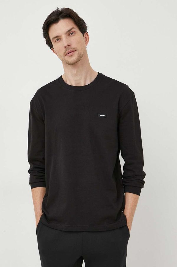 Calvin Klein Bombažna majica z dolgimi rokavi Calvin Klein črna barva