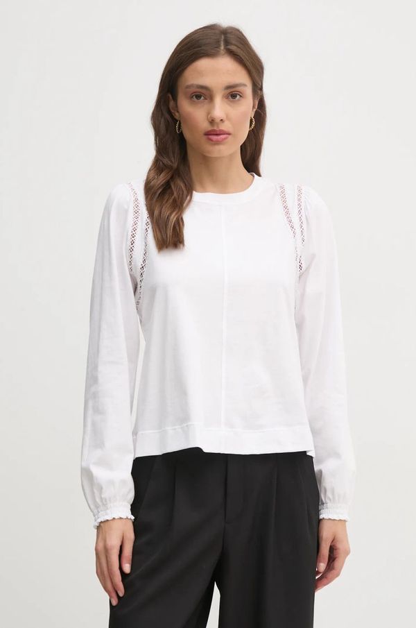 DKNY Bombažna majica z dolgimi rokavi Dkny bela barva, DJ4T1336