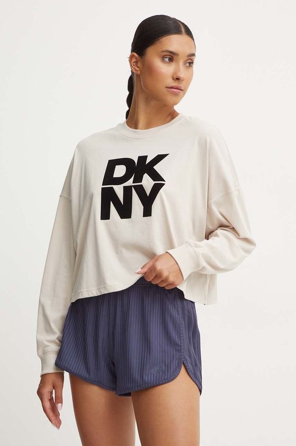 DKNY Bombažna majica z dolgimi rokavi Dkny bež barva, DP4T9975