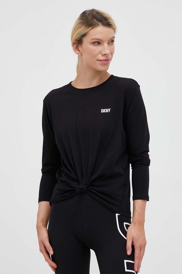 DKNY Bombažna majica z dolgimi rokavi Dkny črna barva