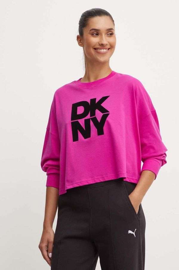 DKNY Bombažna majica z dolgimi rokavi Dkny roza barva, DP4T9975