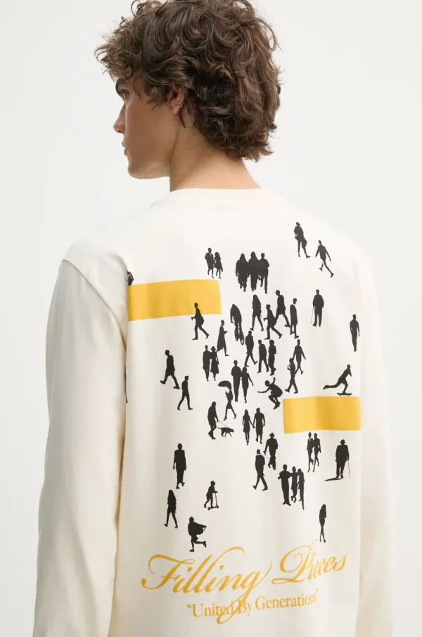 Filling Pieces Bombažna majica z dolgimi rokavi Filling Pieces bež barva, 80499879936