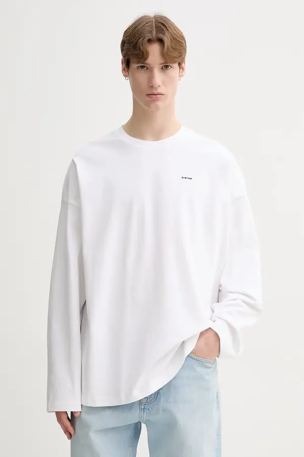 G-Star Bombažna majica z dolgimi rokavi G-Star Heavy jersey oversized