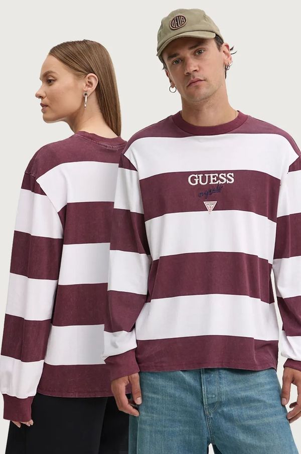 Guess Originals Bombažna majica z dolgimi rokavi Guess Originals bordo barva, M4BI55 K8FQ4