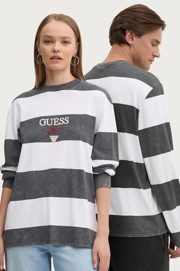 Guess Originals Bombažna majica z dolgimi rokavi Guess Originals siva barva, M4BI55 K8FQ4