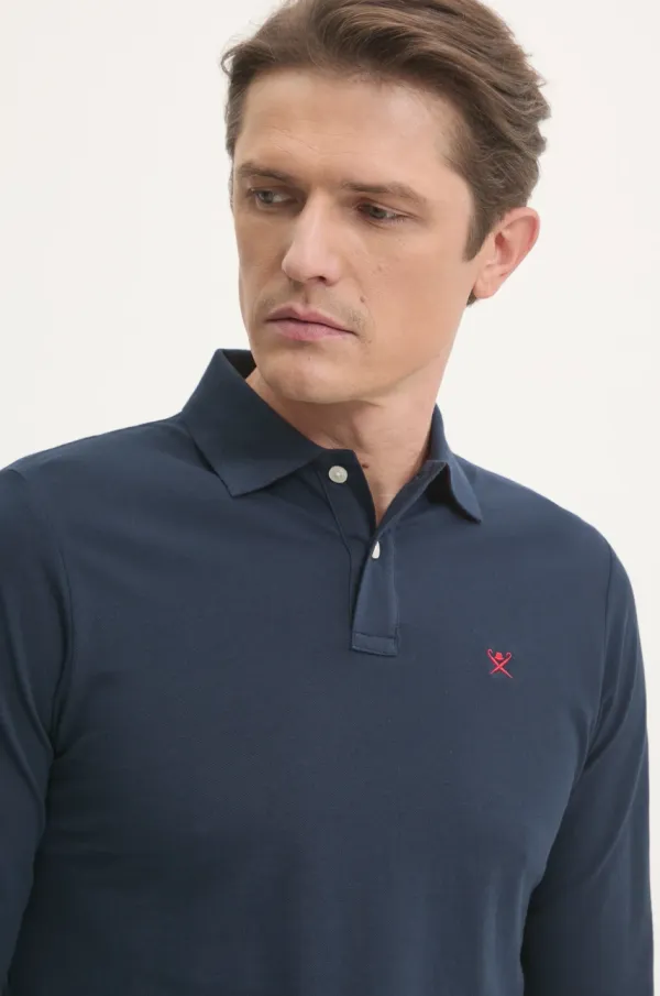 Hackett London Bombažna majica z dolgimi rokavi Hackett London mornarsko modra barva, HM550887