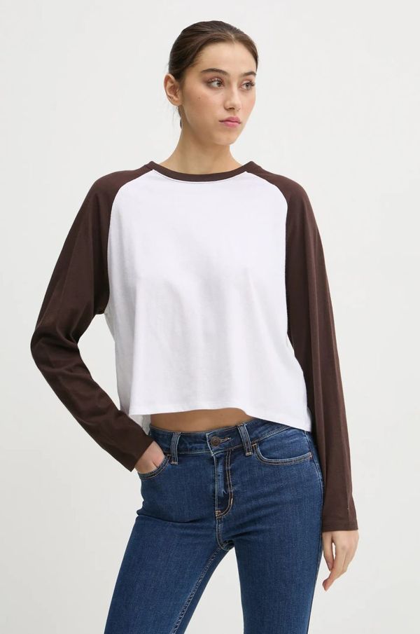 Hollister Co. Bombažna majica z dolgimi rokavi Hollister Co. bež barva, KI339-3682