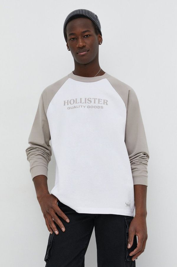 Hollister Co. Bombažna majica z dolgimi rokavi Hollister Co. bež barva