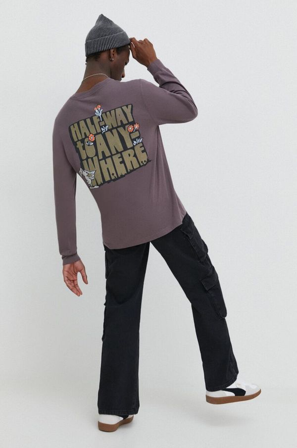 Hollister Co. Bombažna majica z dolgimi rokavi Hollister Co. vijolična barva