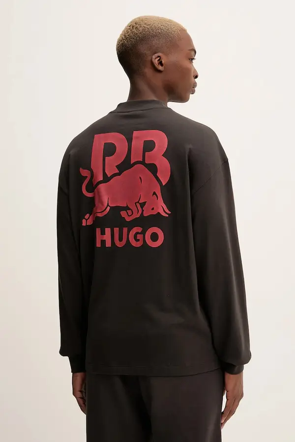 HUGO Bombažna majica z dolgimi rokavi HUGO Doverlo_RB