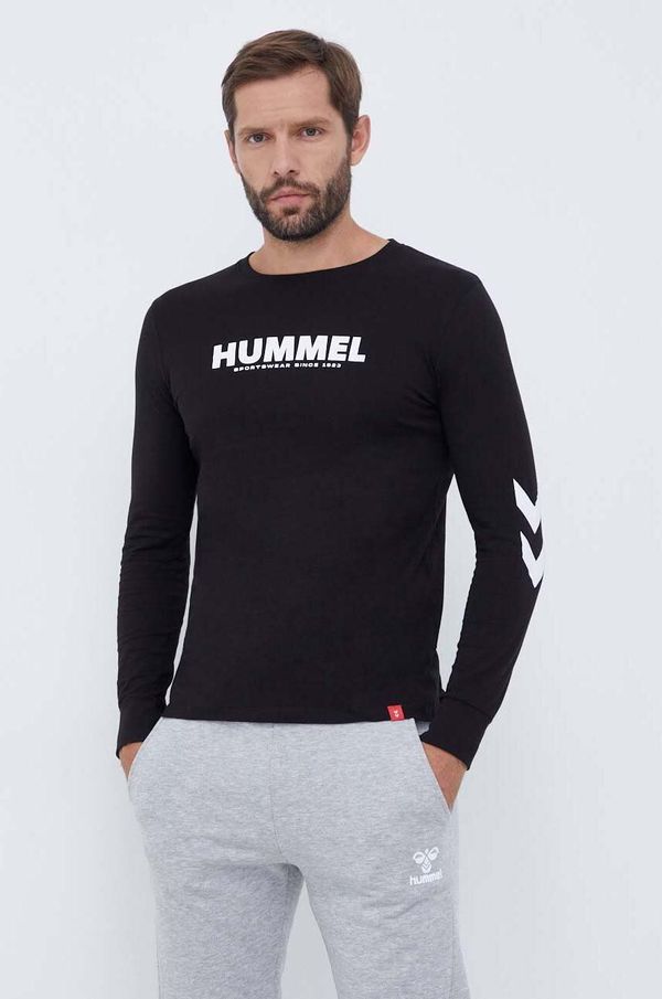 Hummel Bombažna majica z dolgimi rokavi Hummel črna barva