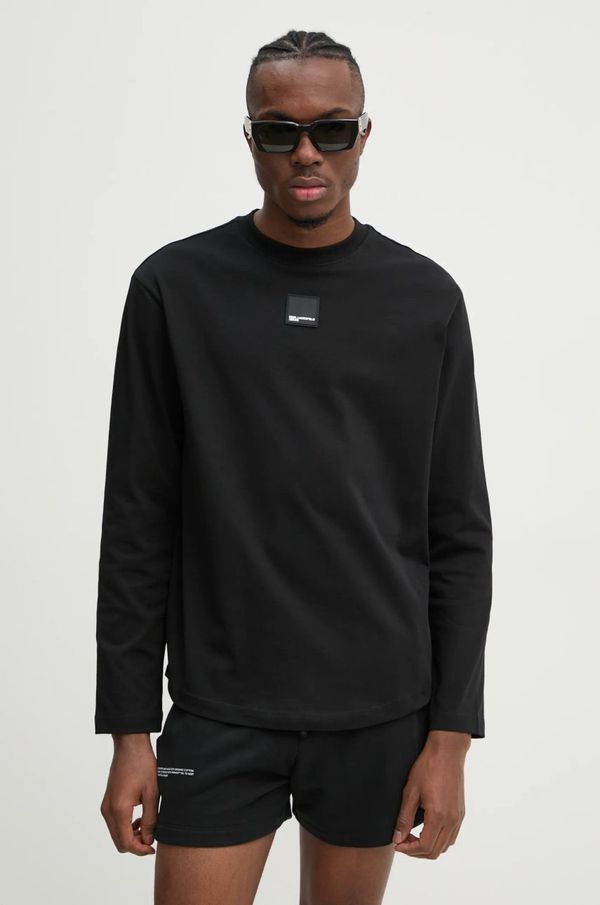 Karl Lagerfeld Jeans Bombažna majica z dolgimi rokavi Karl Lagerfeld Jeans črna barva, A1M17043