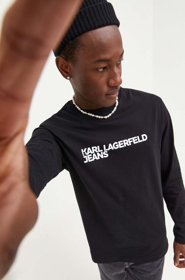 Karl Lagerfeld Jeans Bombažna majica z dolgimi rokavi Karl Lagerfeld Jeans črna barva