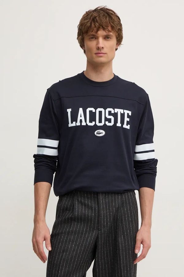 Lacoste Bombažna majica z dolgimi rokavi Lacoste črna barva, TH7609