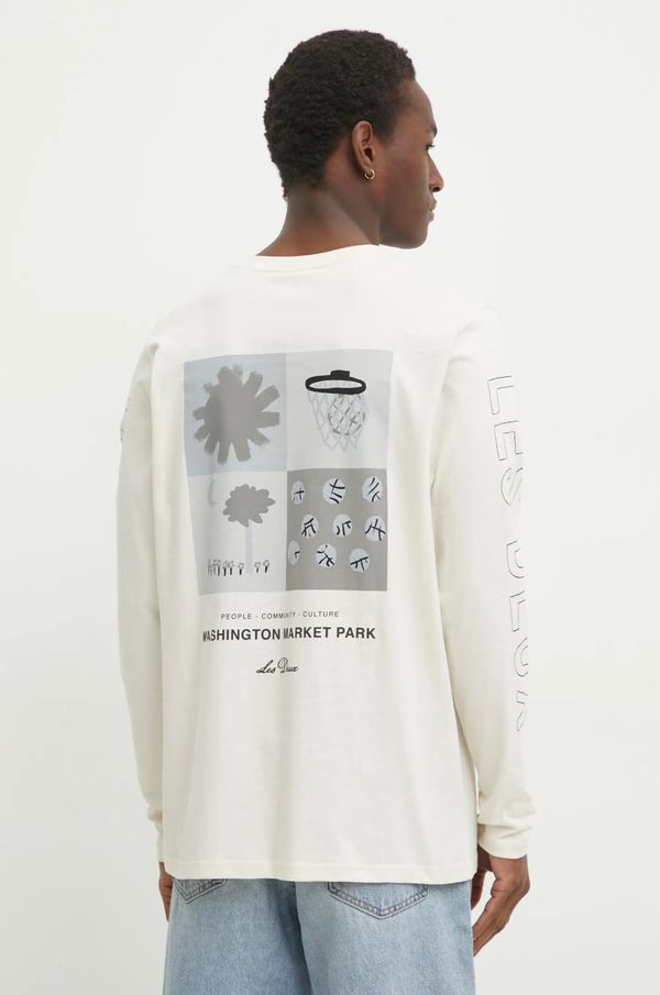 Les Deux Bombažna majica z dolgimi rokavi Les Deux bež barva, LDM110037