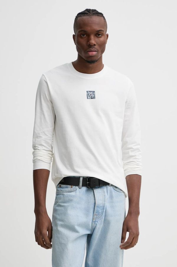 Marc O'Polo Bombažna majica z dolgimi rokavi Marc O'Polo bela barva, 520201252058
