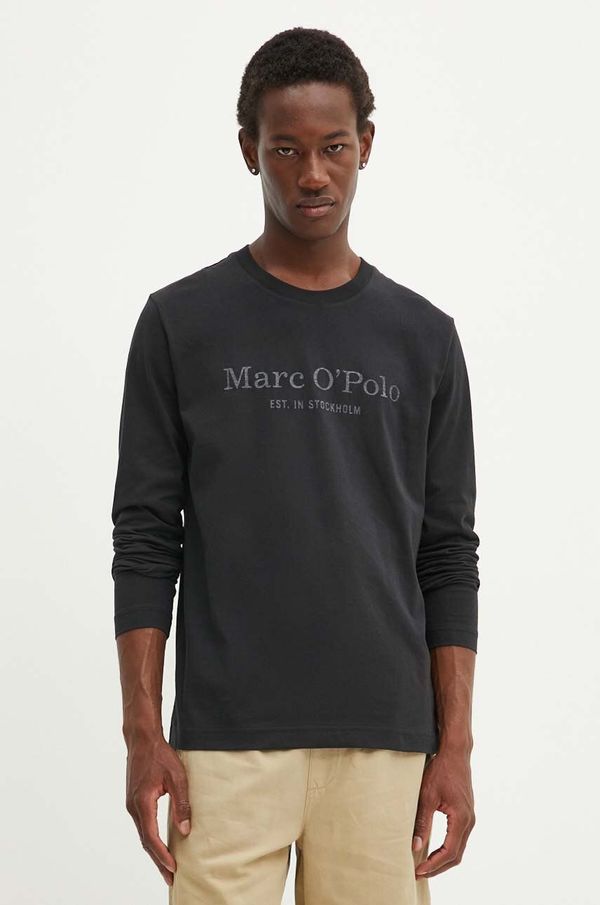 Marc O'Polo Bombažna majica z dolgimi rokavi Marc O'Polo črna barva, 426201252152