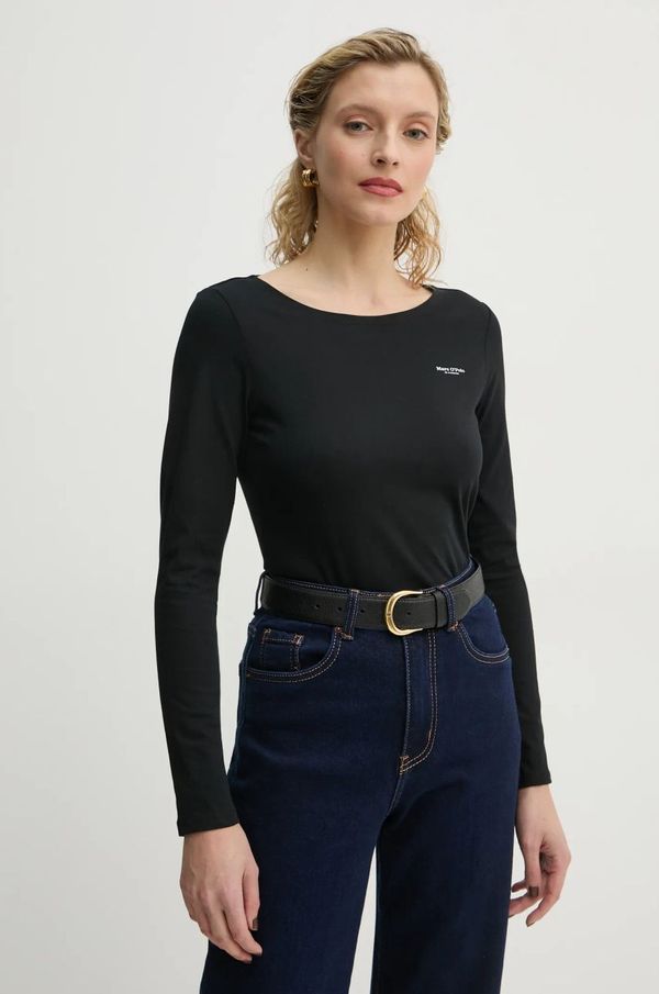 Marc O'Polo Bombažna majica z dolgimi rokavi Marc O'Polo črna barva, 500218352007