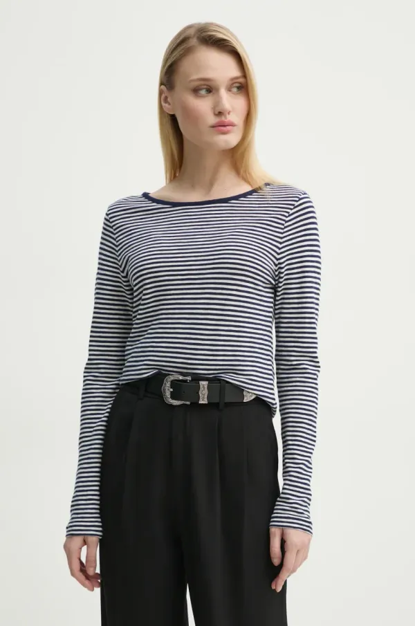 Marc O'Polo Bombažna majica z dolgimi rokavi Marc O'Polo mornarsko modra barva, 502219652129