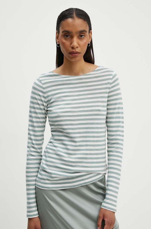 Marc O'Polo Bombažna majica z dolgimi rokavi Marc O'Polo zelena barva, 406219652597