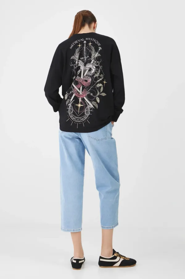 Medicine Bombažna majica z dolgimi rokavi Medicine ženski, črna barva