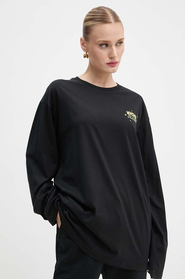 Moschino Jeans Bombažna majica z dolgimi rokavi Moschino Jeans črna barva, A1219 8733