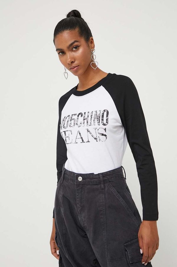 Moschino Jeans Bombažna majica z dolgimi rokavi Moschino Jeans črna barva