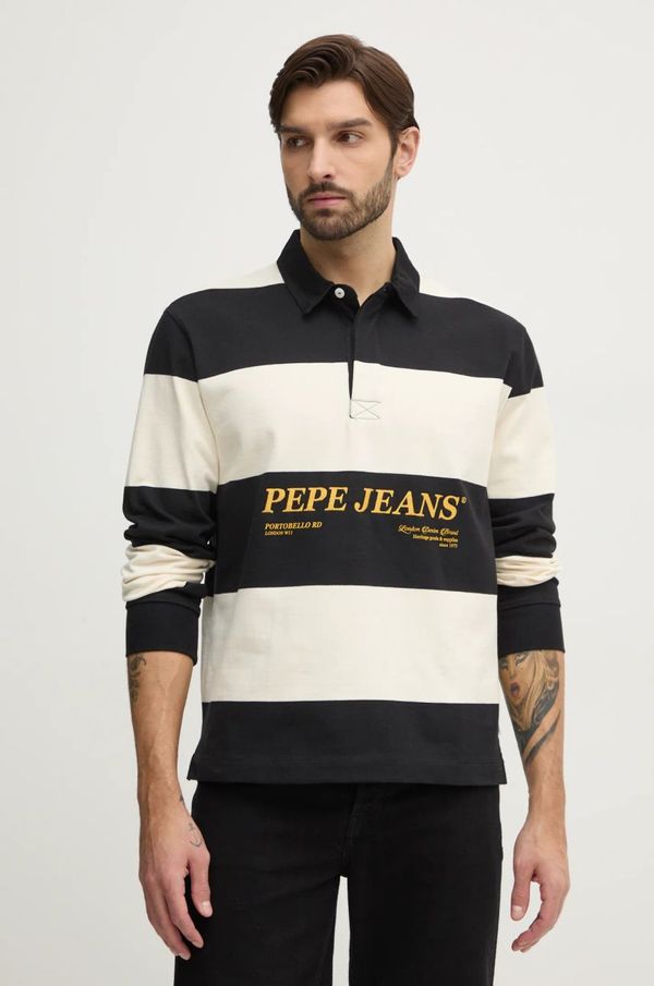 Pepe Jeans Bombažna majica z dolgimi rokavi Pepe Jeans BRANDON črna barva, PM542230