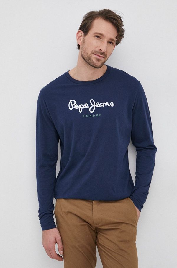 Pepe Jeans Bombažna majica z dolgimi rokavi Pepe Jeans Eggo Long N mornarsko modra barva