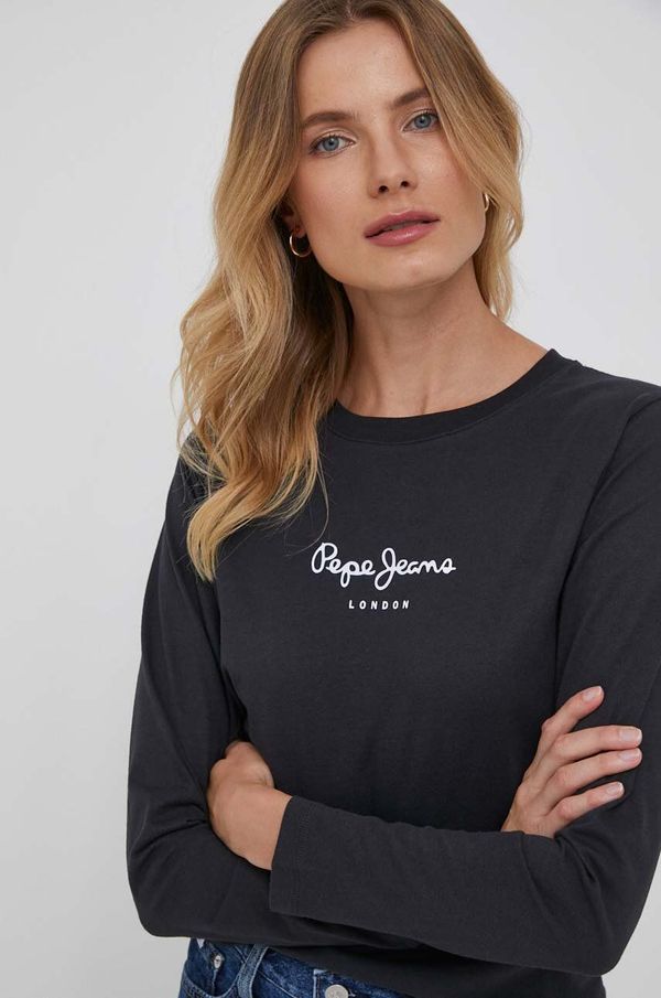 Pepe Jeans Bombažna majica z dolgimi rokavi Pepe Jeans Wendys črna barva