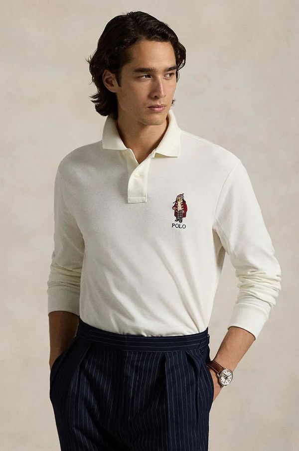 Polo Ralph Lauren Bombažna majica z dolgimi rokavi Polo Ralph Lauren bež barva, 710951641