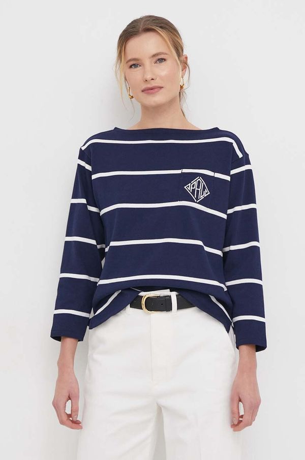 Polo Ralph Lauren Bombažna majica z dolgimi rokavi Polo Ralph Lauren mornarsko modra barva